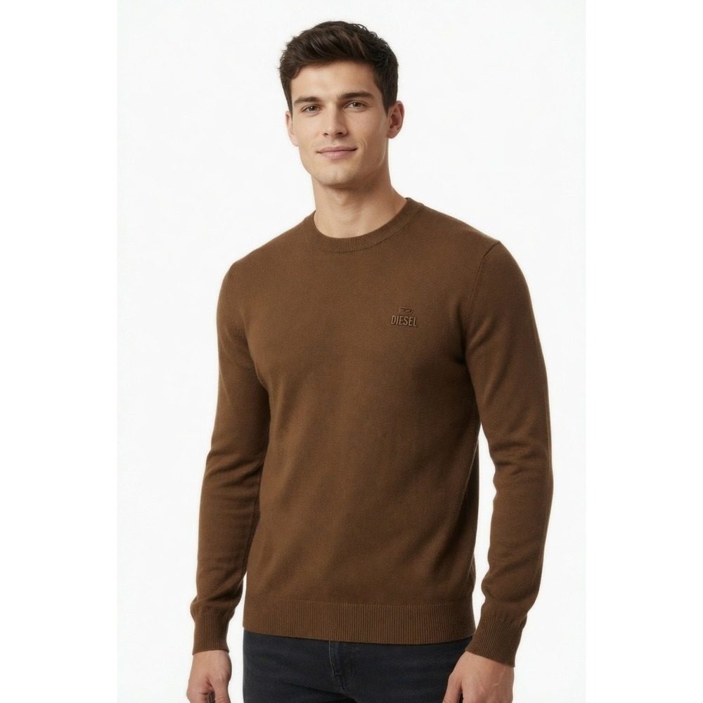 Diesel Regular Fit Supersoft Logo Sweatshirt Pullover K-FREEX-NEWPRINT Coffee